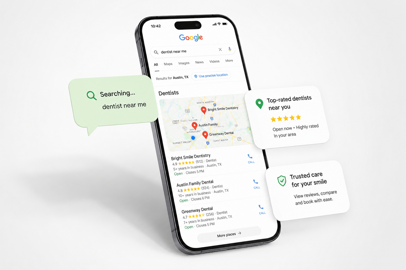 Dental practice Google Maps local SEO 3-pack ranking